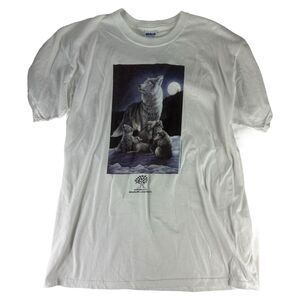 Vintage Wolf Graphic Shirt Wildlife Land Trust Men’s Size Large Humane Society